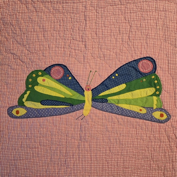 Pottery Barn Kids Other - Pottery Barn Kids Eric Carle The Very Hungry Caterpillar Butterfly Gingham Quilt